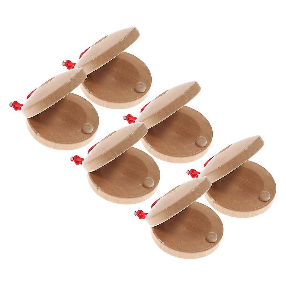 6pcs Castañuelas de dedo Castañuelas de madera Castañuelas de percusión Instrumentos musicales