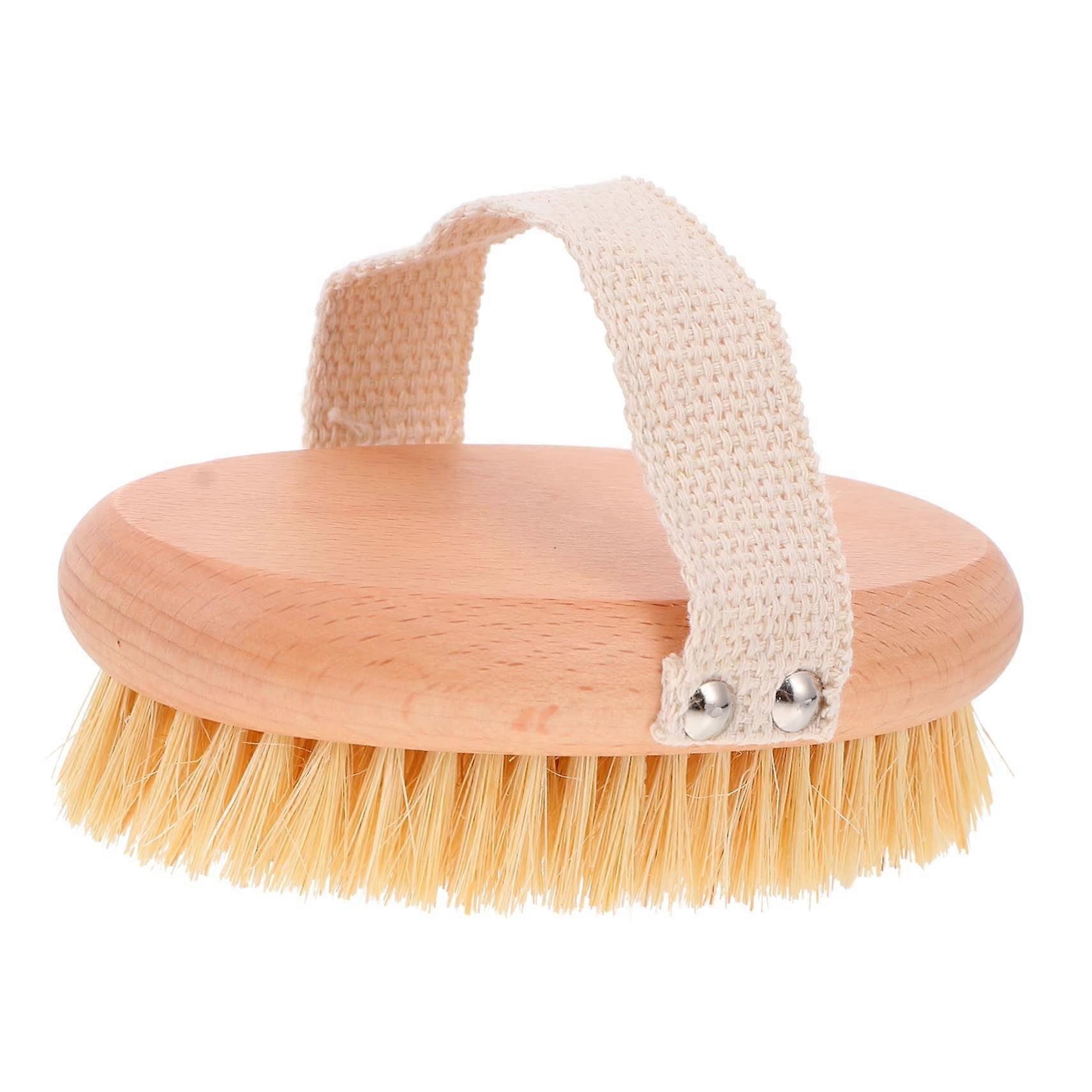 Wooden Bath Brush Back Scrubber with Long Handle for Effective Body Exfoliation and Massage