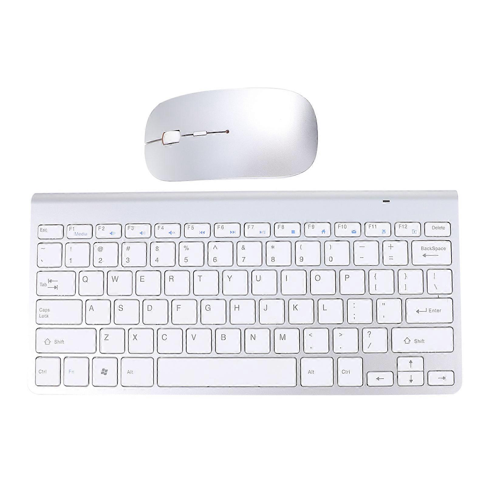 Wireless Keyboard and Mouse Combo for Computer Use 1Set Silver Portable Lightweight