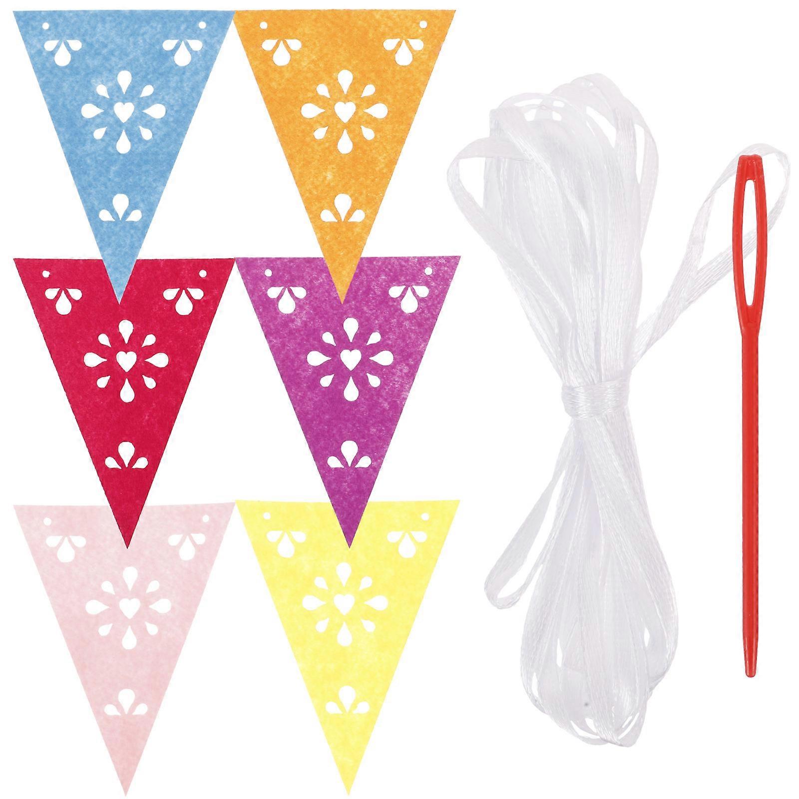 Mexican Fiesta Triangular Flag Banner for Decoration 1Set Assorted Colors