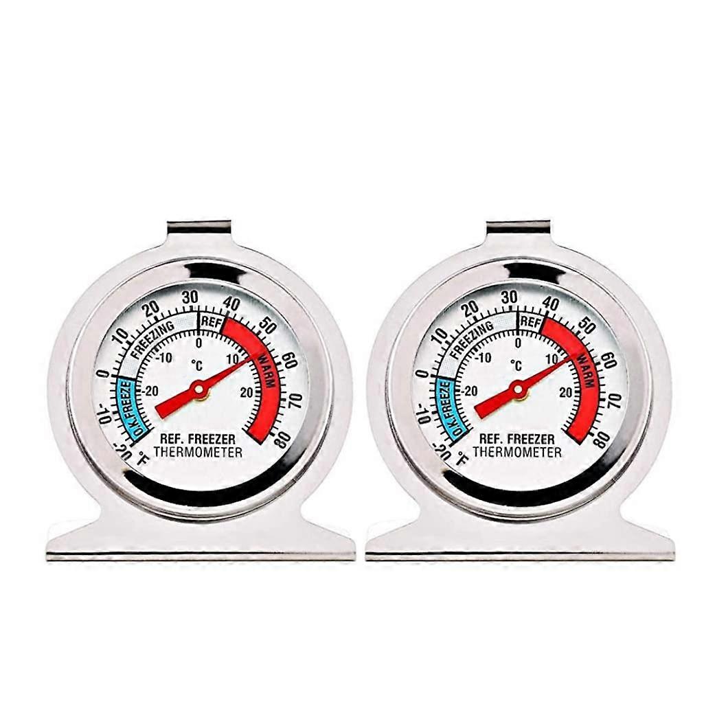 Refrigerator Thermometer Stainless Steel Large Dial Freezer Thermometer Battery 2PCS Ref: 9626