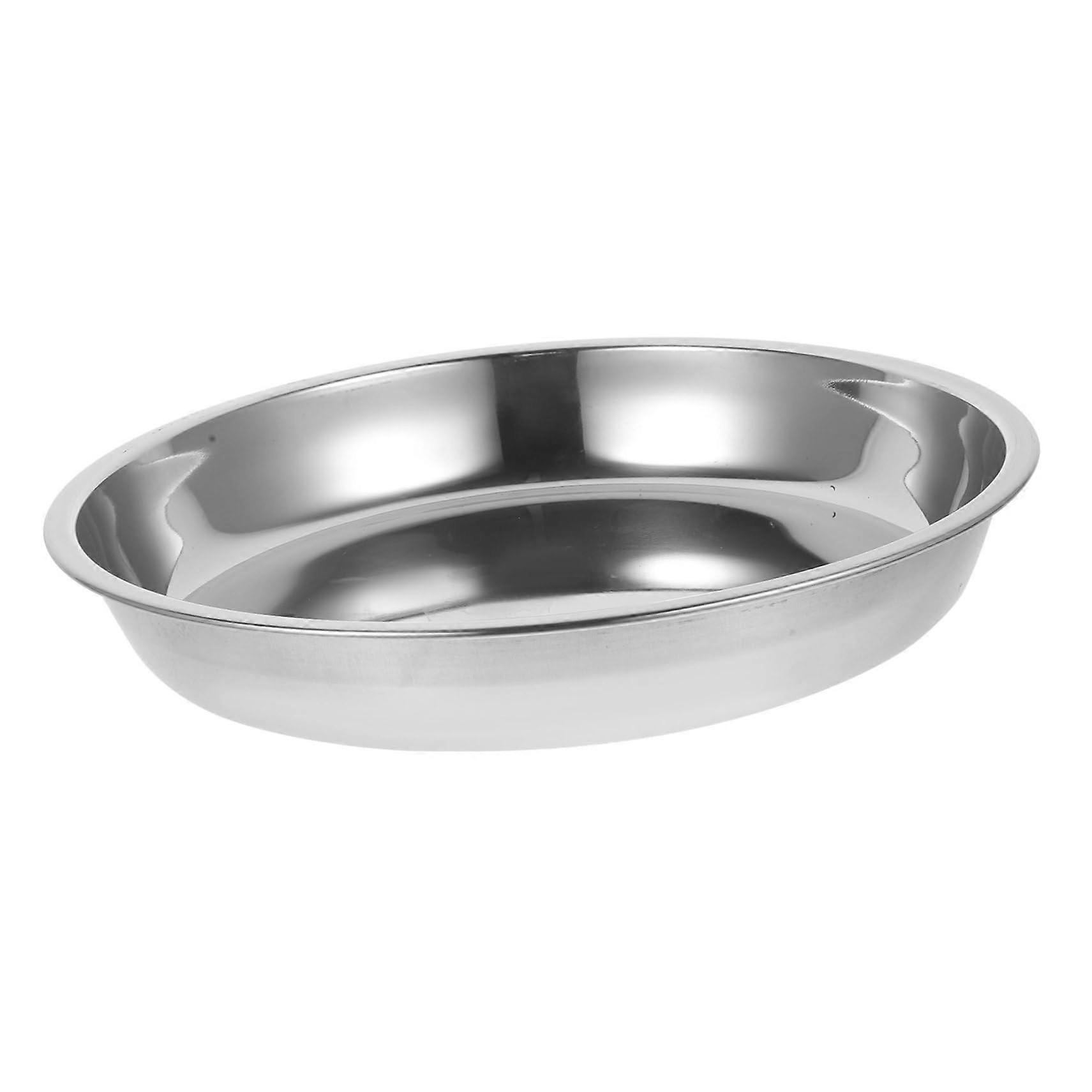 Stainless Steel Dinner Plate Large Round MultiPurpose Metal Serving Dish for Kitchen