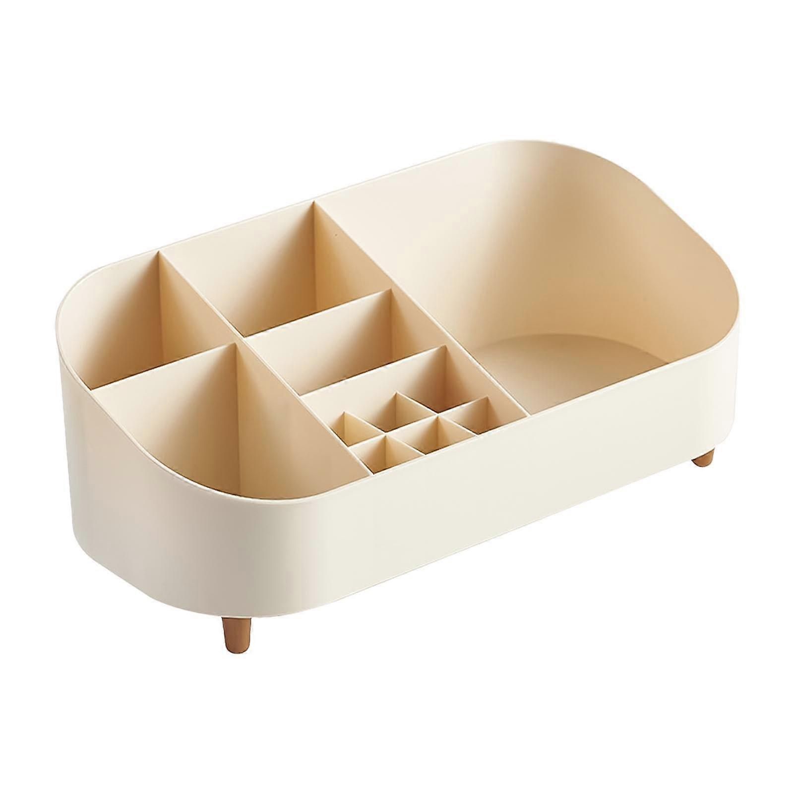 Makeup Organizer Large Capacity Stackable Cosmetic Storage Box for Countertop Milky White