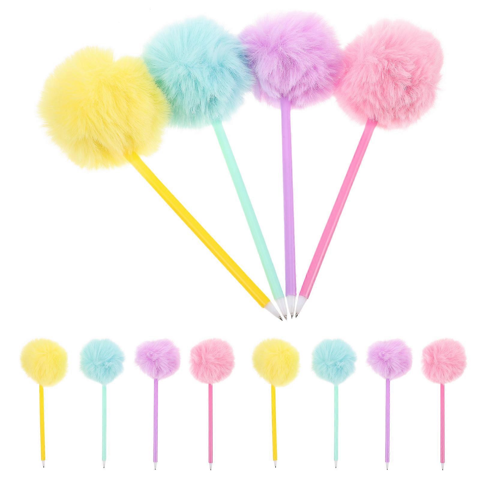 Creative Pom Pom Ballpoint Pen 12Pcs Multicolor Plush Writing Pens