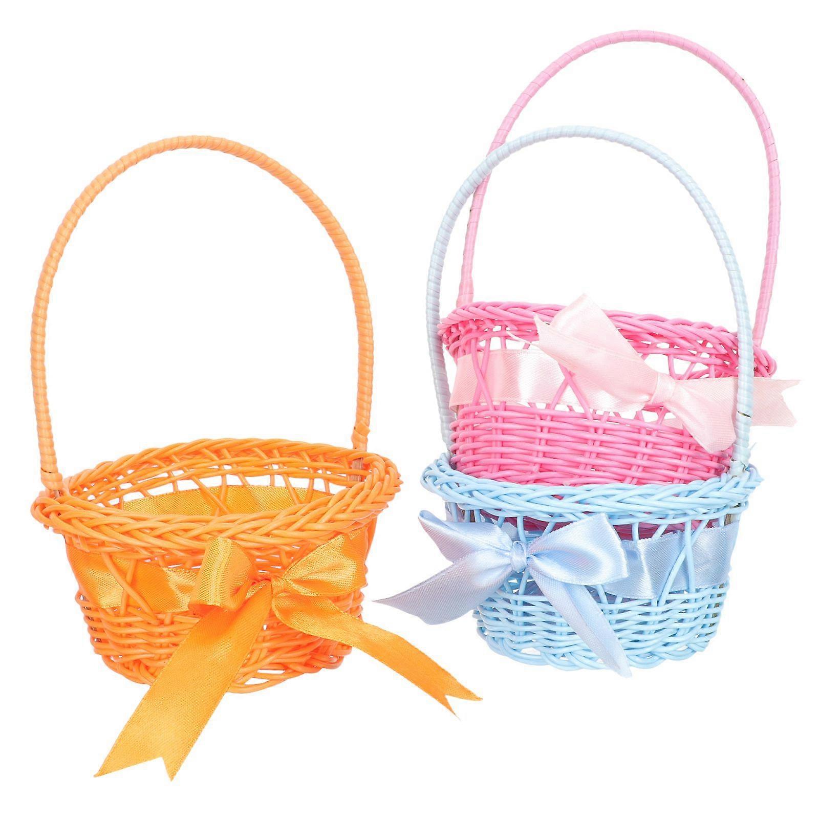 3pcs Exquisite Easter Egg Baskets Handheld Baskets Creative Fruit Snack Baskets