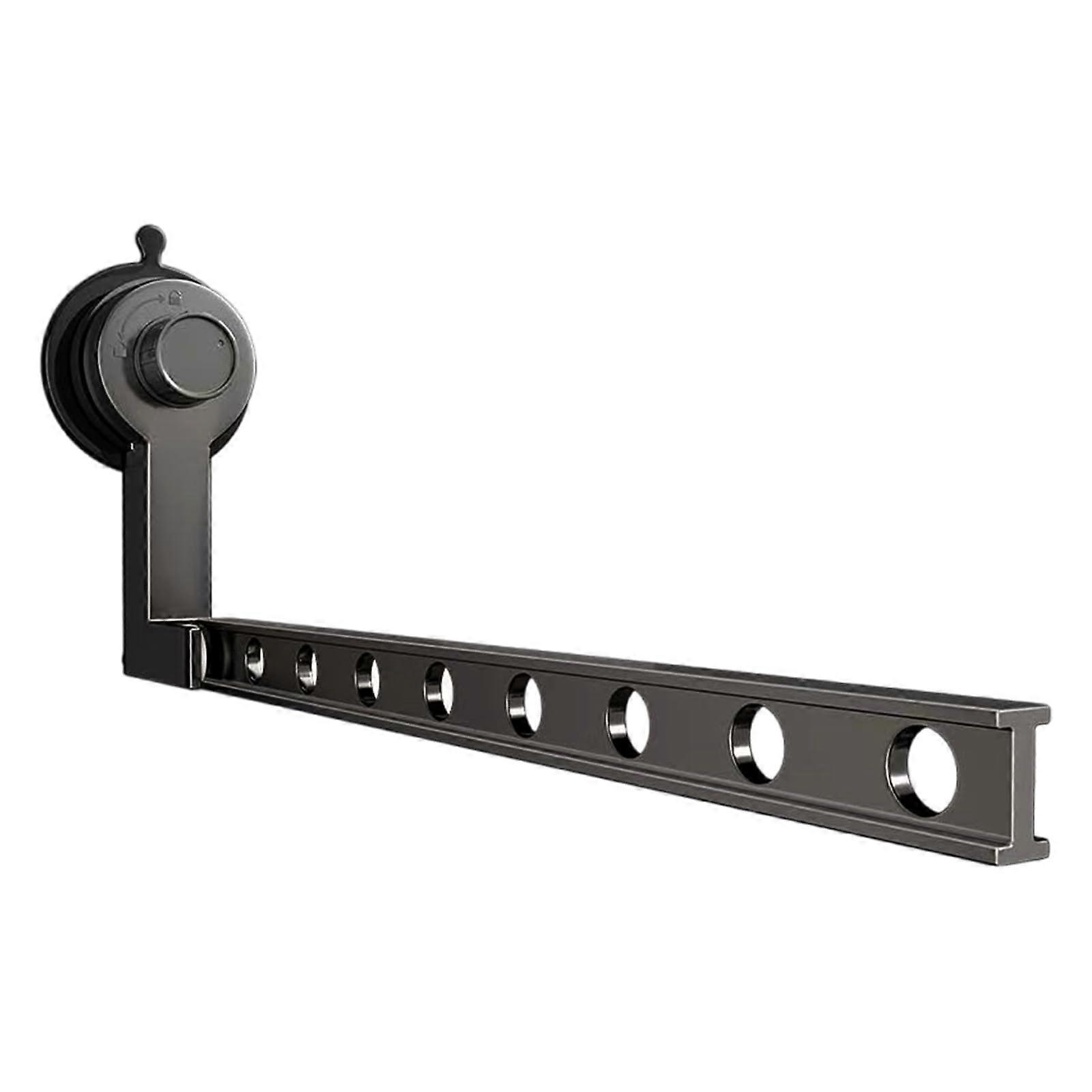 Drying Rack with Strong Suction Cups, Wall Mounted Rust Resistant Space Saving Clothes Hanger, Black