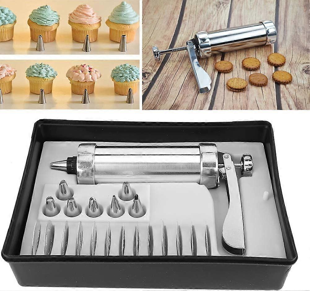 Aluminium Alloy Cookie Press Kit with Adjustable Size Biscuit Maker for Cake Decorating and Baking