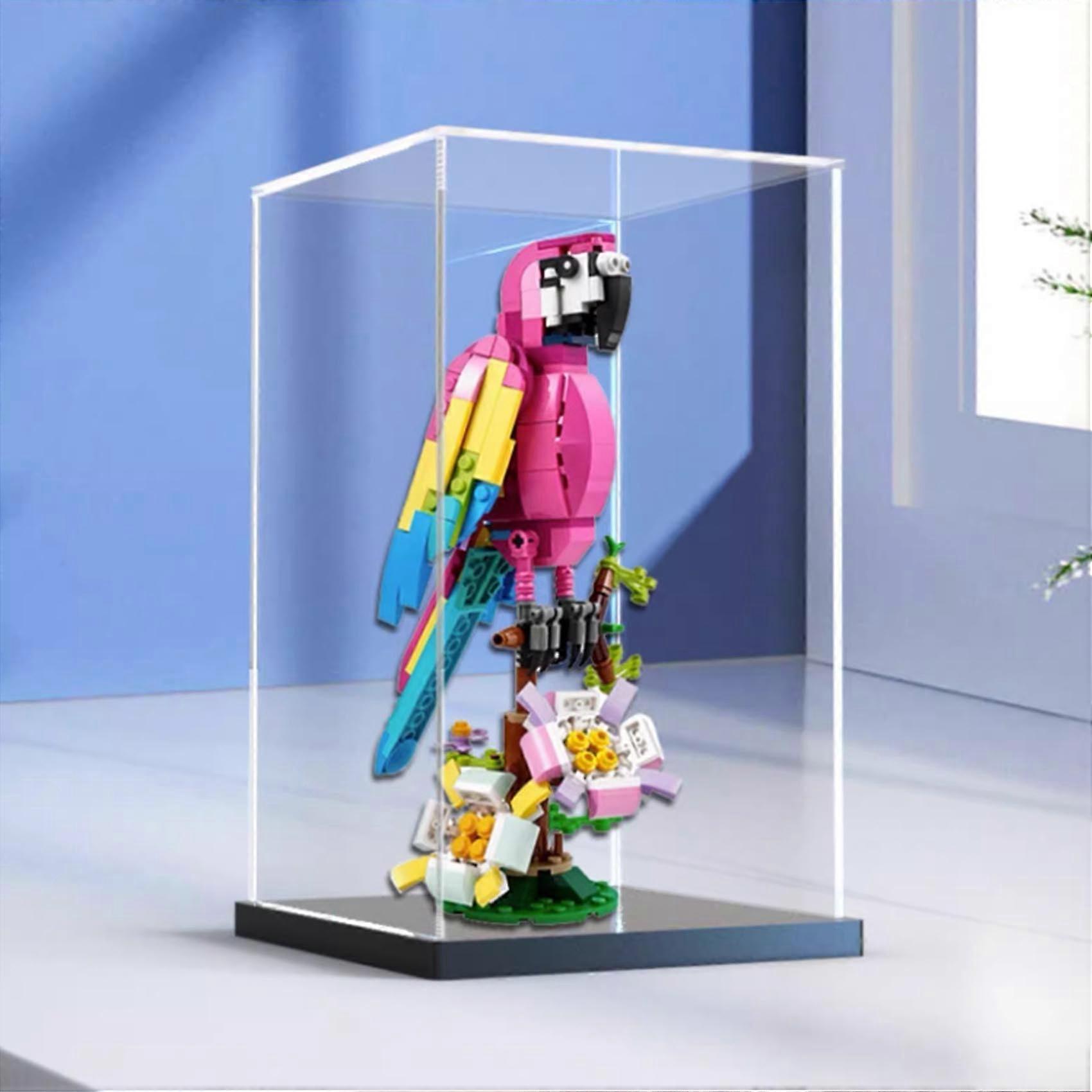 Acrylic Display Case Dustproof Transparent Box with Black Base for  31144 Exotic Parrots