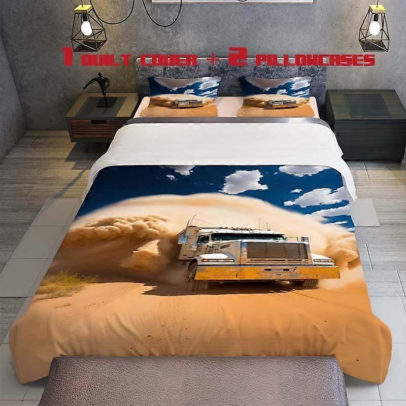 3pcs Desert Truck Themed Pattern Bedding Set