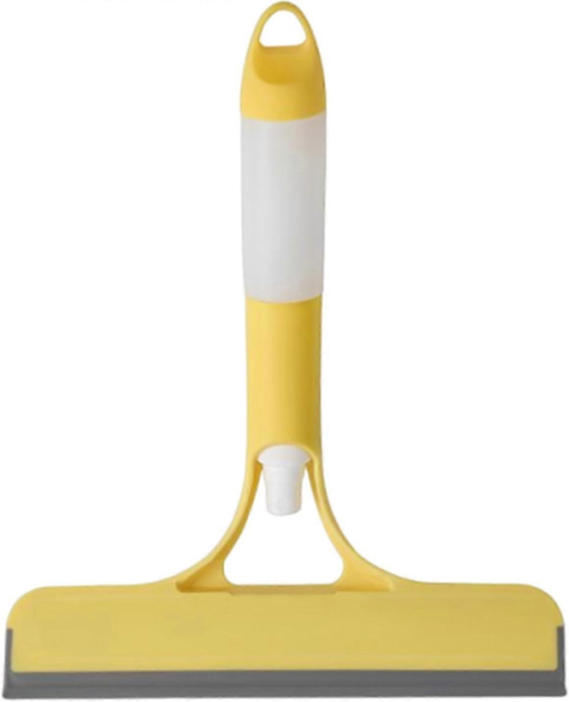 Shower window squeegee, spray cleaning squeegee, compact squeegee with replaceable silicone sleeve and ergonomic handle.