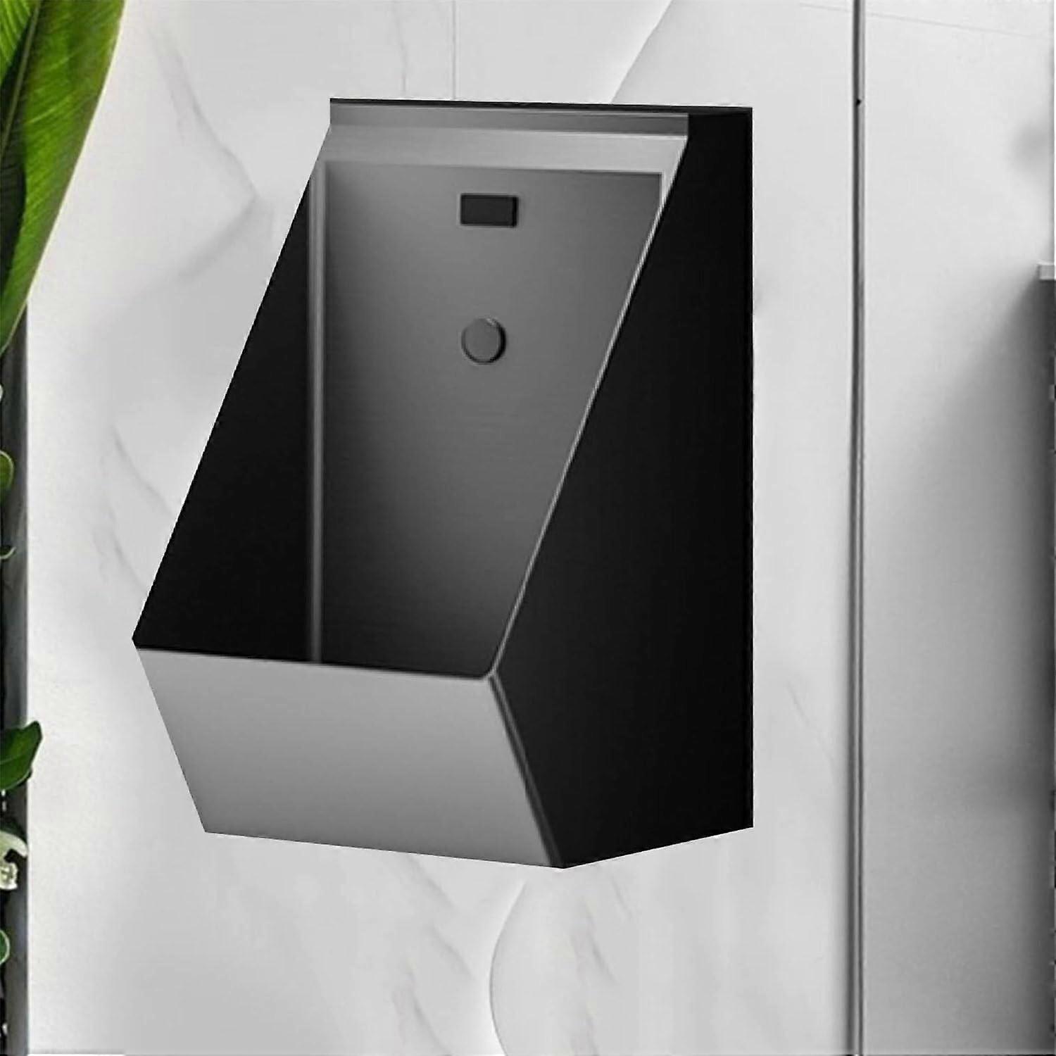 Automatic Sensor Urinal with Touchless Flush, Black Wall Mounted Stainless Steel for Commercial Use