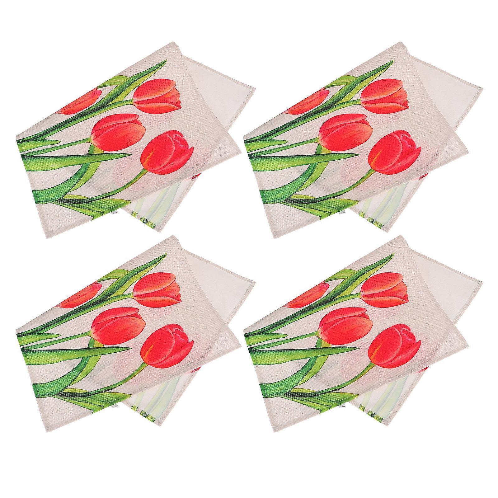 Flower Pattern Place Mats Heat-Resistant Decorative Tableware Mats 16Pcs