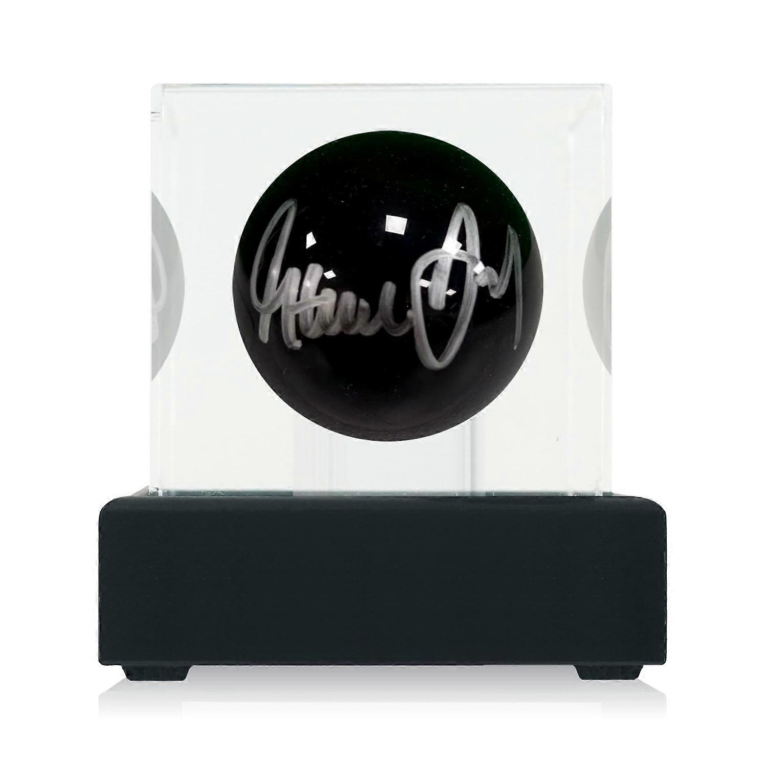 Steve Davis Signed Black Snooker Ball. Display Case