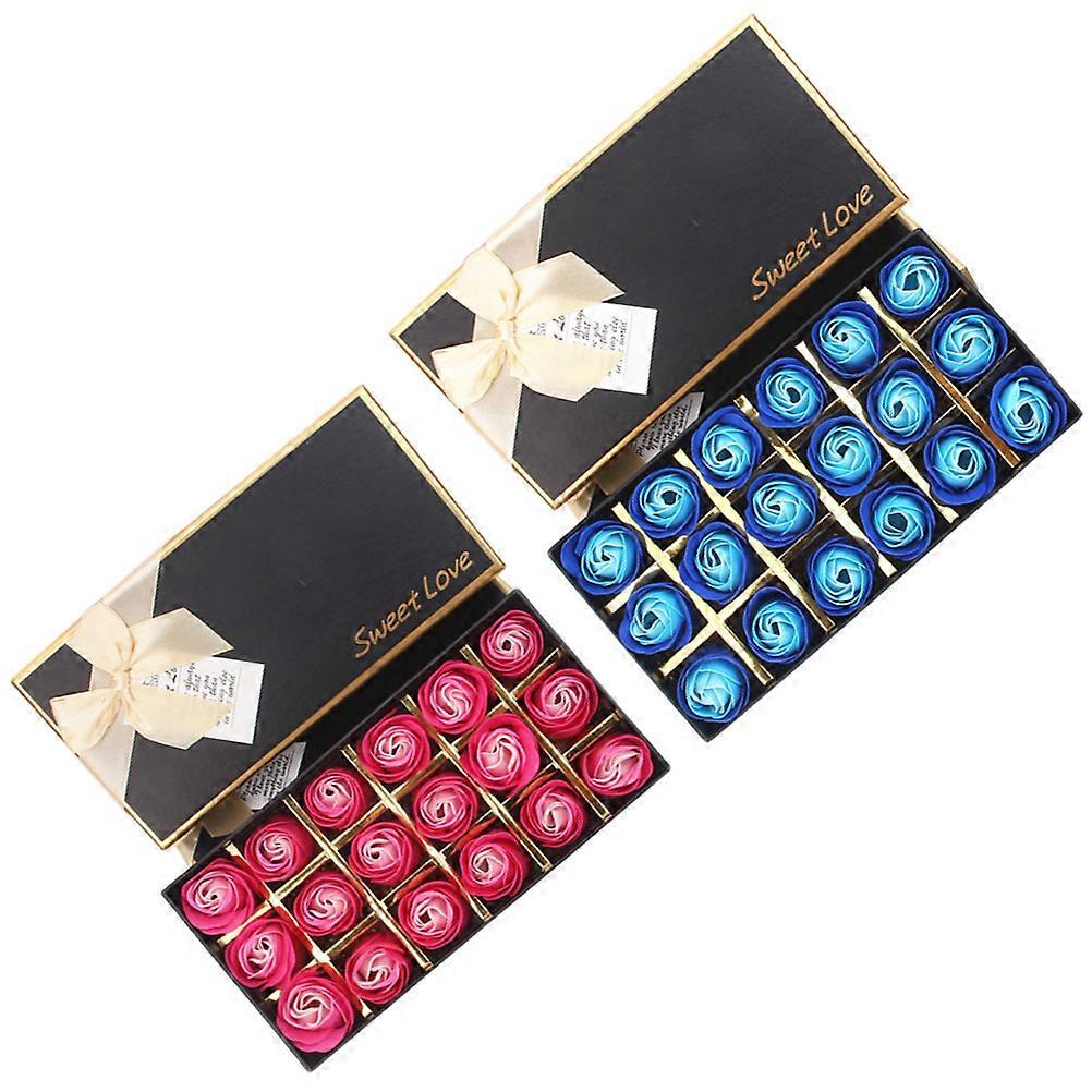 Creative Gift Rose-Shaped Soap for Mothers Day Present 2Boxes Flower Soap Set