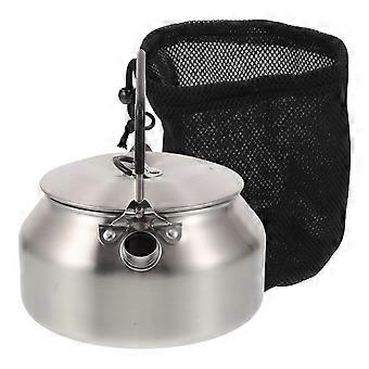 Draagbare waterkoker van roestvrij staal voor buiten en op de camping, 1 liter, voor snelle verwarming.