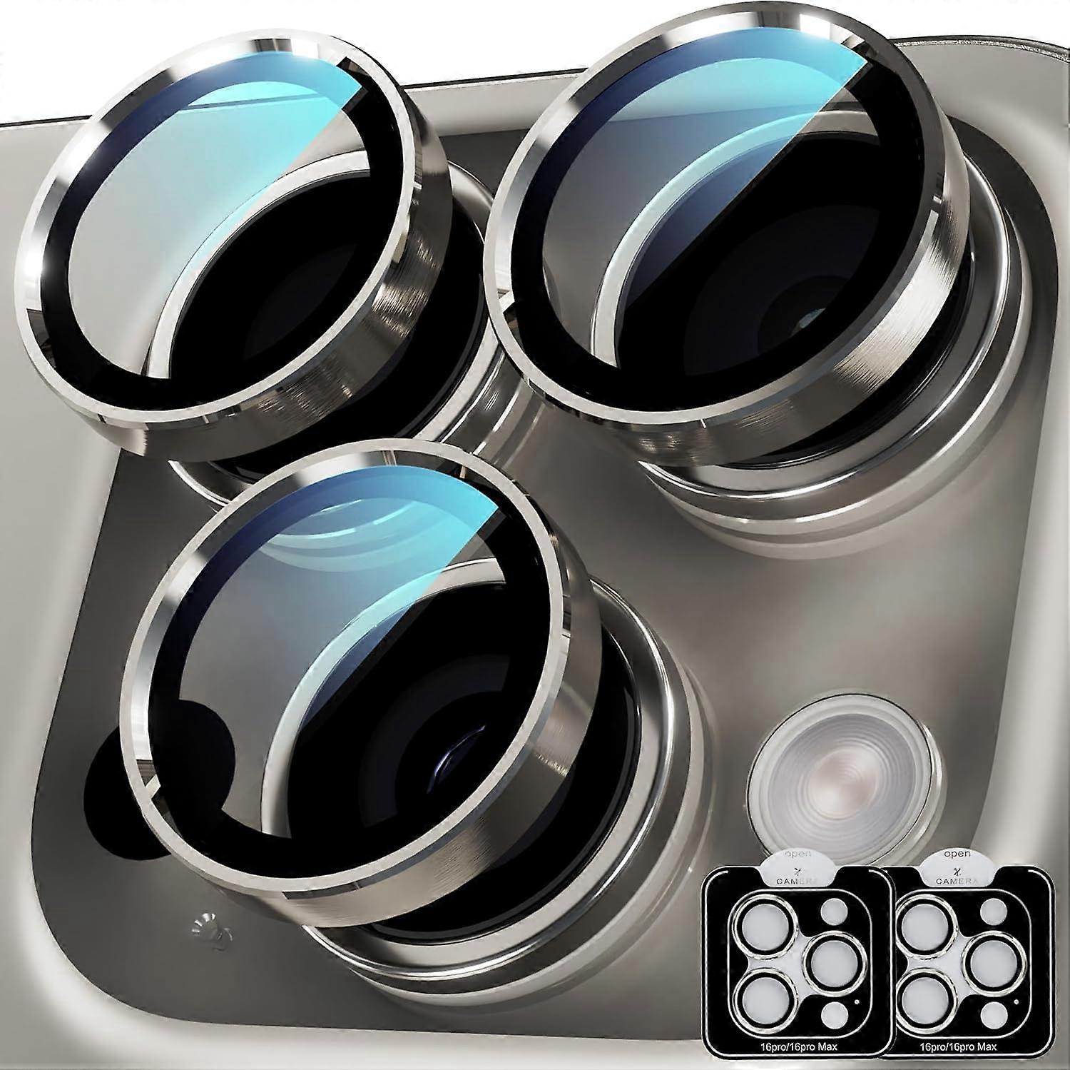 Camera Lens Protector for iPhone 16 Pro Max Natural Titanium, Tempered Glass Case Friendly 2 Pack