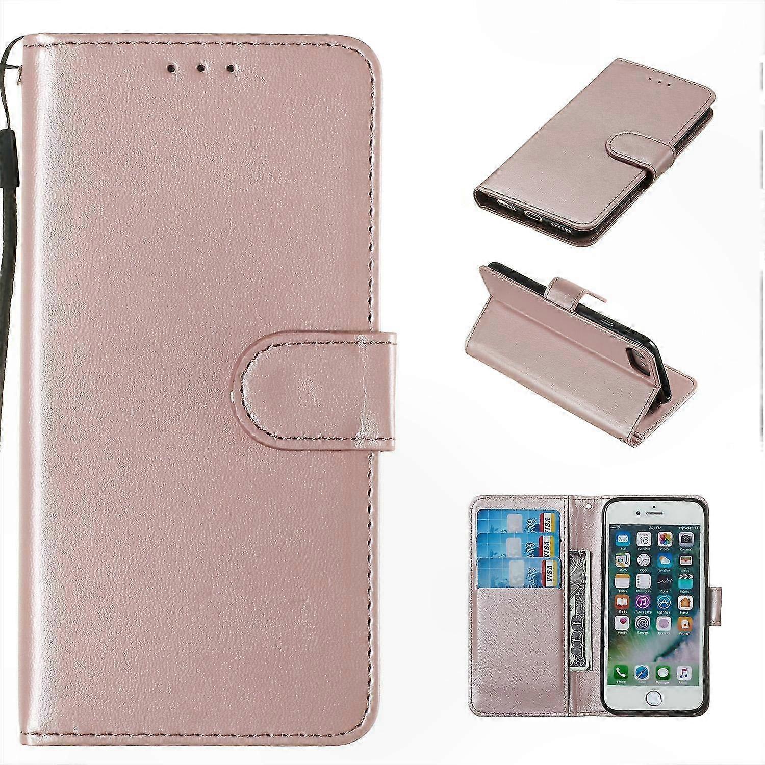Leather Wallet Case with Stand Function for 4.7" Devices - Pink