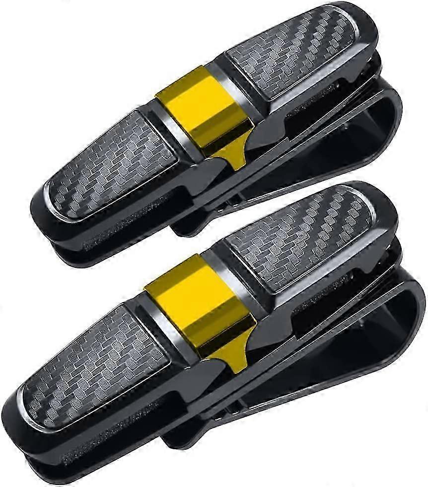 2-Pack Car Visor Sunglass Frames with Ticket Holder - Black + Gold