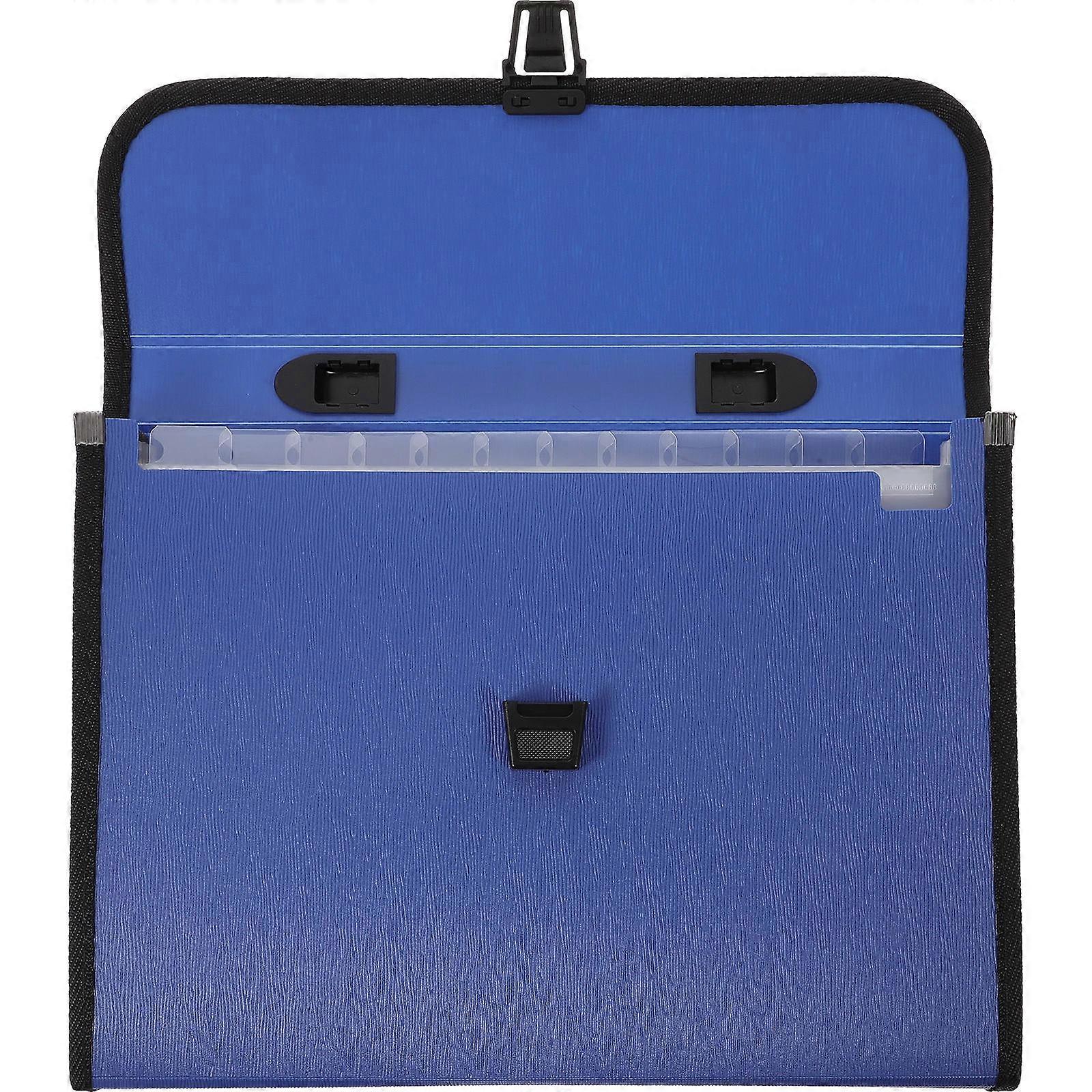 Portable Expanding File Folder for Document Storage 12 Pockets Blue
