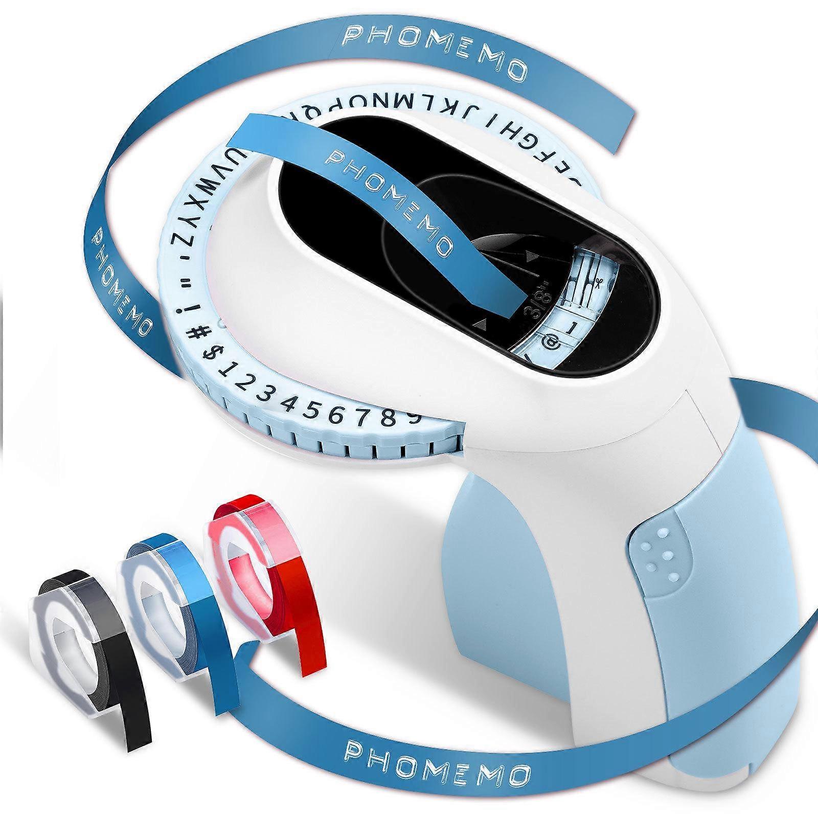Phomemo E975 Embossing Label Maker With 3 Tapes Blue