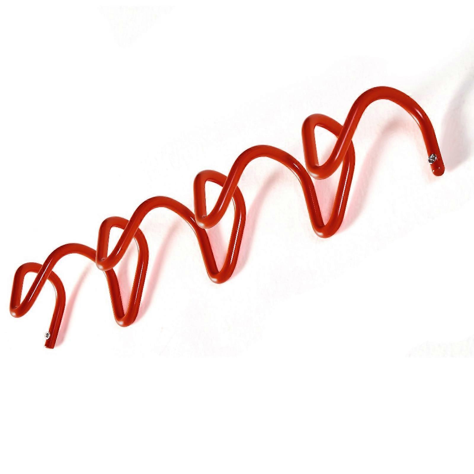 Rustics 4 Hook Swells Pattern Wall Mounted Metal Hanger Suitable For Various Decorative Styles  Red