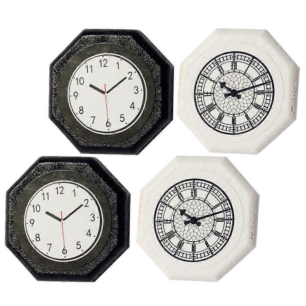 Doll House Mini Wall Clock Model for Decor 4Pcs Assorted Color PP Material