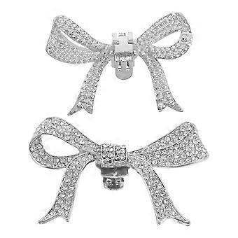 1 paire de bijoux de chaussures pour talons : clips de chaussures pour femmes en strass - ornements de talons à nœud papillon amovibles pour les fêtes et les mariages