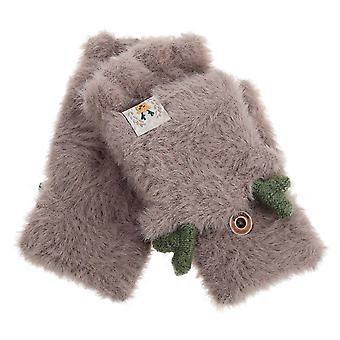 1 Pair of Glovers Cartoon Antler Decoration Half-finger Gloves for Women