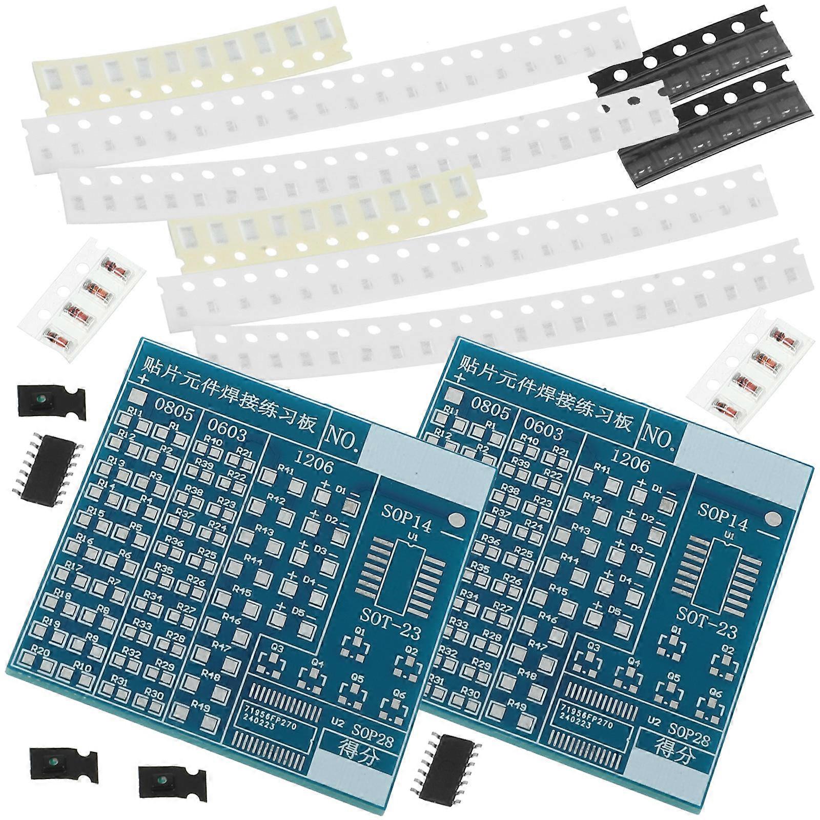2 Sets Soldering Practice Kit Soldering Plate Component PCB Board DIY Kit