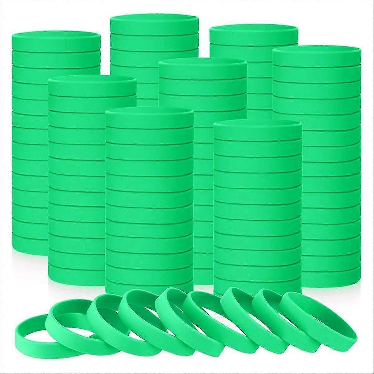 100Pcs Blank Elastic Solid Color Silicone Wristbands