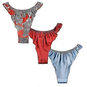Women's Mulberry Silk Bikini Sexy Thong Silk Panties Women Satin Beachwear 3-pack