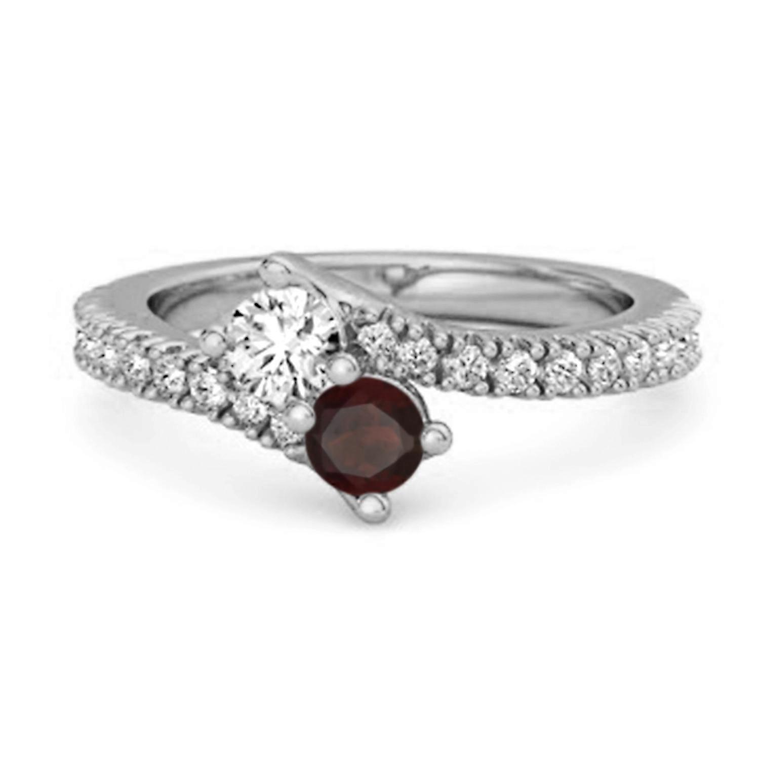 Garnet Bypass Ring - 925 Sterling Silver