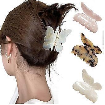 3pcs Acrilic Hair Claw Butterfly Tortoise Shell Hair Clip Celuloid French Design Leopard Print Hair Clips For Women