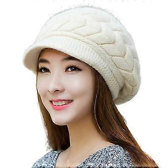 Women Hat Solid Color Arrow Pattern Autumn Winter Short Brim Dome Hat for Outdoor