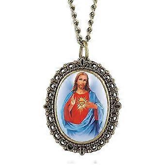Virgin Mary Pocket Watch Ellipse Womens Analog Pendant Watch Necklace for Ladies Elegant With Chain Retro Clock Gift Taschenuhr