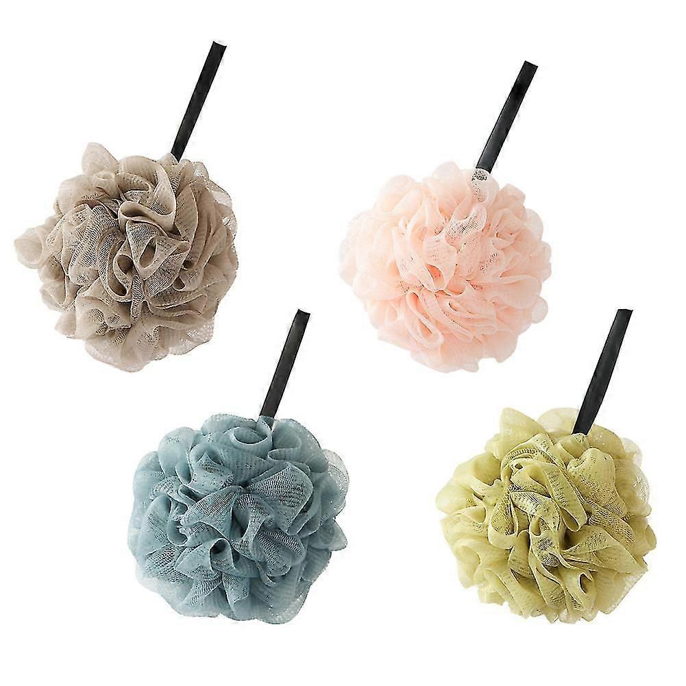 4pcs Cleaning Solid Home Shower Puff Exfoliating Loofah Comfortable