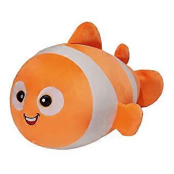 Peluche de pez payaso de dibujos animados, muñeco de peluche suave de 30 cm con ojos grandes y sonrisa, linda almohada de peluche oceánica para niños, peluche de criatura marina para abrazar.