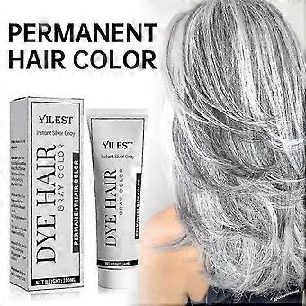 Silver Gray Natural Hair Dye Cream, Unisex Silver Hair Dye, Fashion Long-lasting, Non-stripping and Easy to Apply Color for All Hair Types