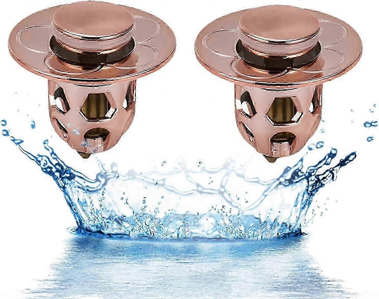 2pcs Washbasin Electroplating Drainer Bouncing Core, Universal Washbasin Head Leak-Proof Plug