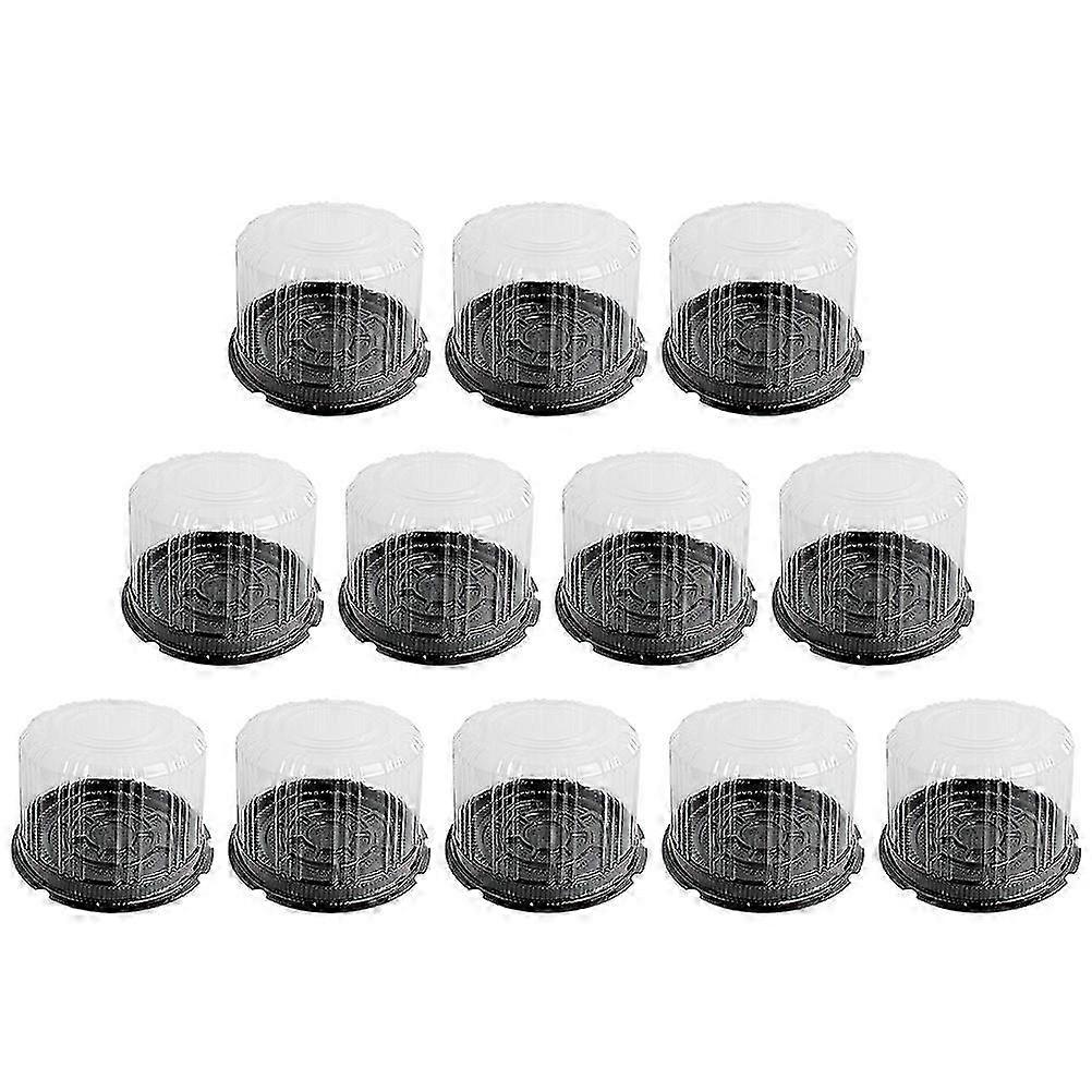 1 Set Bakery Round Shape Plastic Cake Boxes Cheese Mousse Packing Boxes (Black)