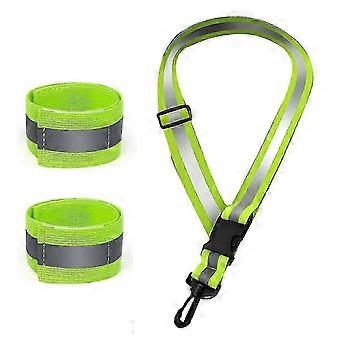 Night Walking Reflective Sash, High Visibility Safety Gear with 2 Pcs Reflective Armbands