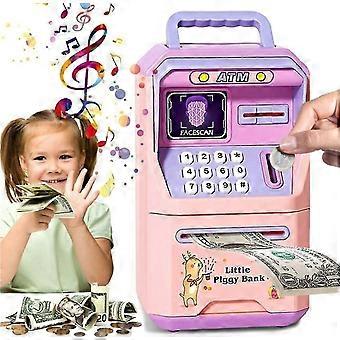 Pink Electronic Money Box ATM for Kids - Password Protected, Facial Scanning, Fun Savings Toy - Perfect Gift!