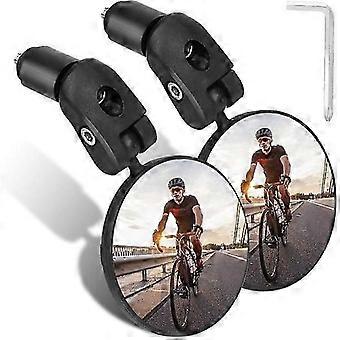 Bicycle Handlebar Mirrors, HD Wide Angle Rearview Mirrors, 360 Adjustable Convex Mirror for Mountain Bike and Road Cycling (2 Pieces)