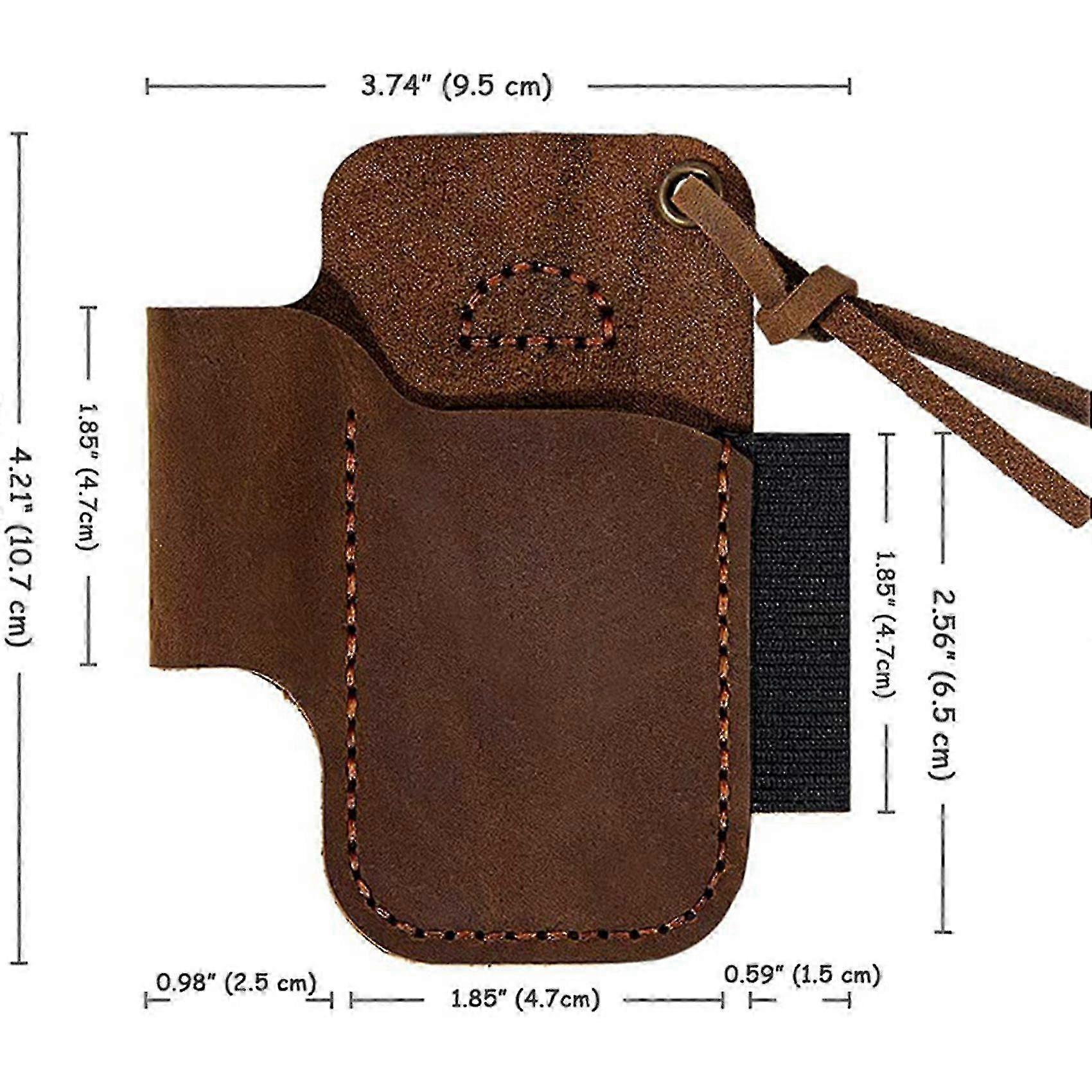 2x Handmade Leather Sheath Folding Knife Flashlight Holder Tool Brown