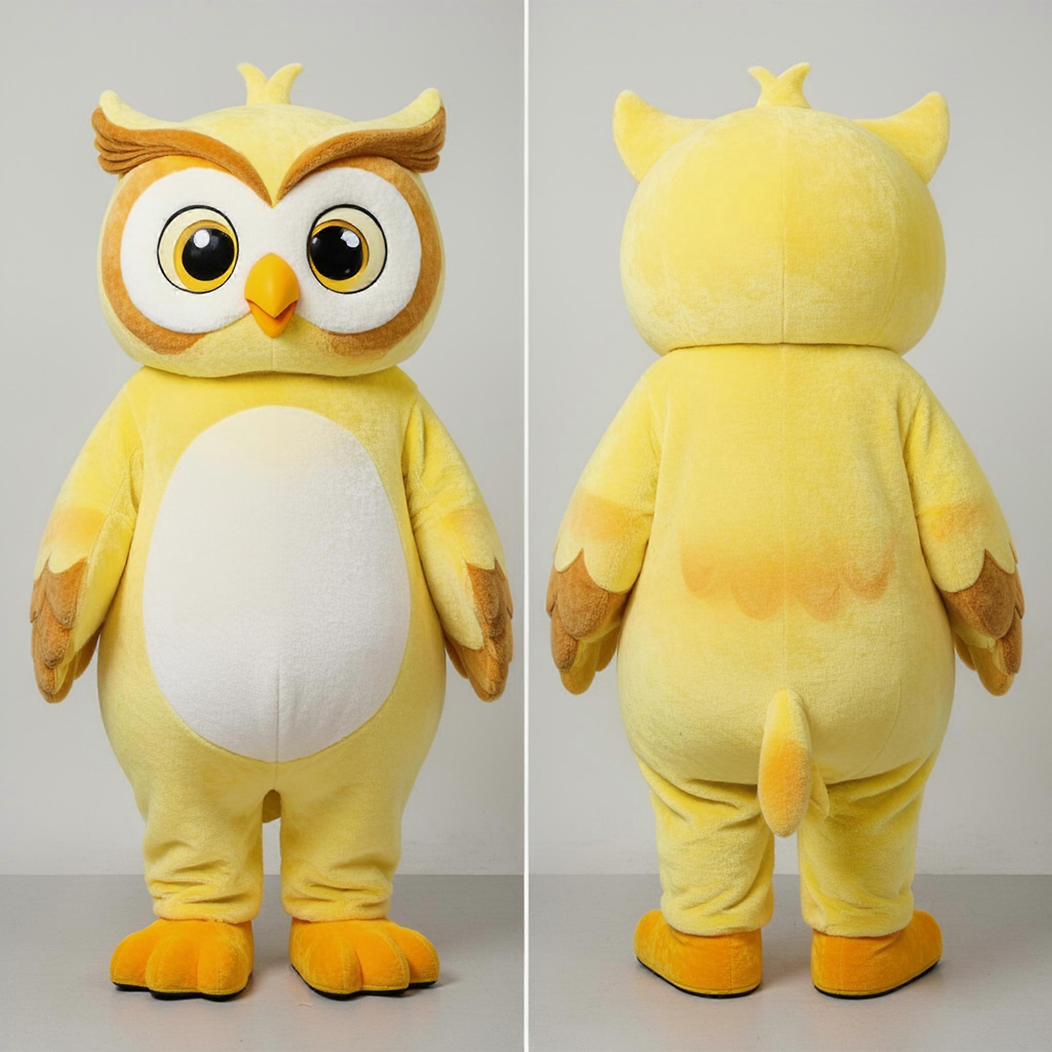 MASTICOT Lemon Yellow Rounded Owl Mascot
