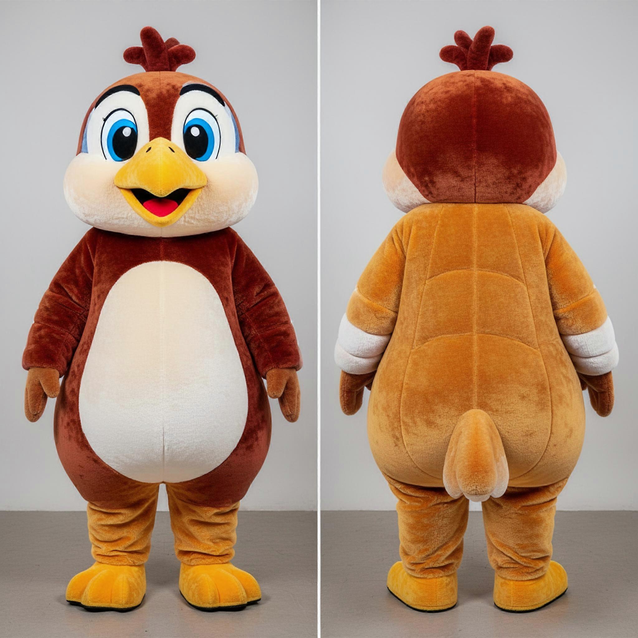 MASTICOT Earthy Brown Feathered Quail Mascot