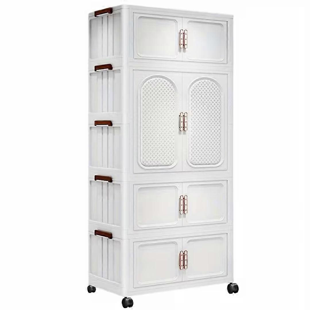 4-Tier Foldable Clothes Storage Wardrobe Organiser Stackable Plastic Shelf Rack
