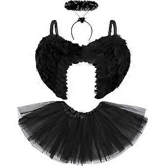 Dark Angel Costume Womens Halloween Outfit Fallen Black Angel Wings