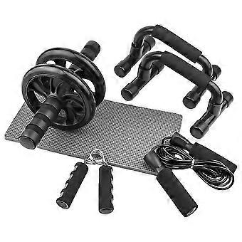 Schwarzes Bauchrad-Set, 5-teiliges Set, Liegestütze, Bauchrad, Dual-Multifunktions-Haushaltsgerät