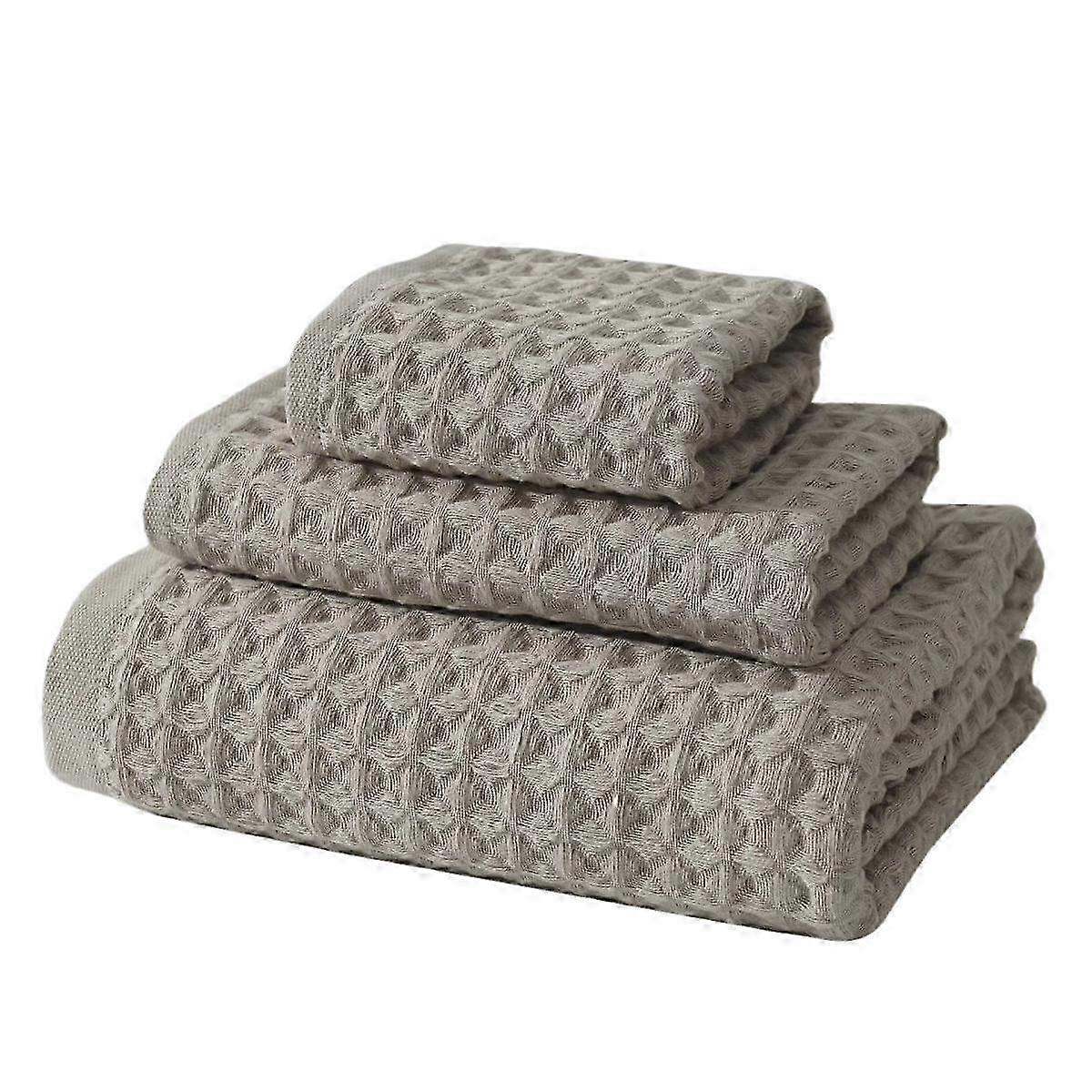 Absorbent Waffle Cotton 3-Towel Set